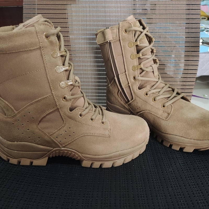 New High-Top Brown Work Boots, Wear-Resistant, Trendy, Waterproof, Labor Protection Shoes, Lightweight, Outdoor, Non-Slip, Desert Boots, Mountaineering - Image 5